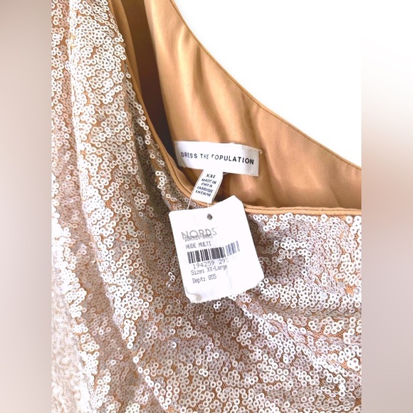 [ DRESS THE POPULATION ] Martine One Shoulder Sequin  Cocktail Dress : XXL : NWT - Picture 11 of 14